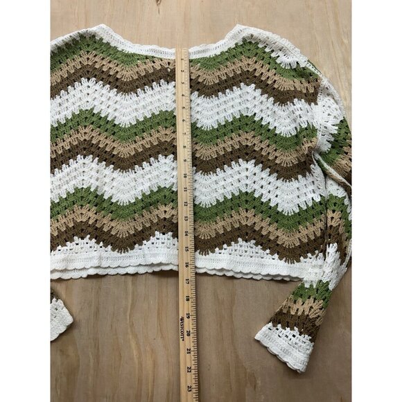 Truth by Republic Sweater Western Festival Large Crochet Knit Pullover Boho Crop - Picture 6 of 6